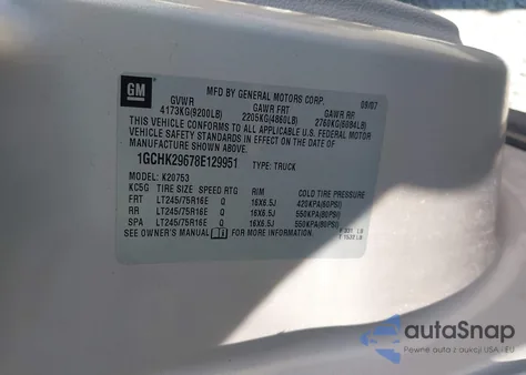 2008 Chevrolet Silverado 2500Hd Lt1 из США, поврежденный, VIN 1GCHK29678E129951